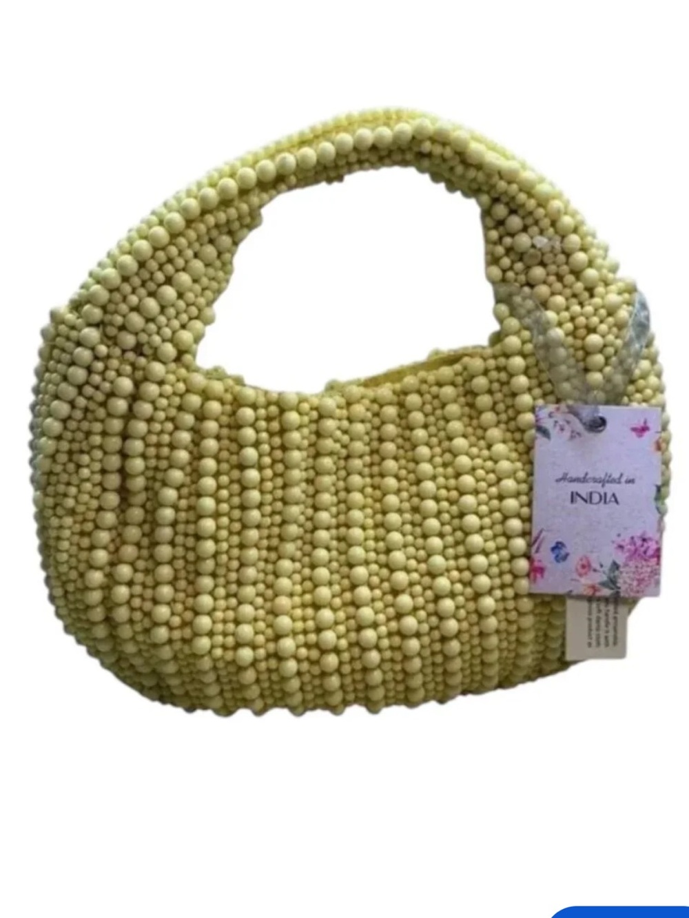 Viral yellow hand-made beaded top handle evening bag | NWT